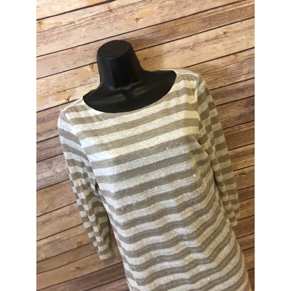 Robert Kitchen Canada Womens Shirt Size Small Blouse Sequin Striped 3/4 Sleeve - Picture 5 of 12